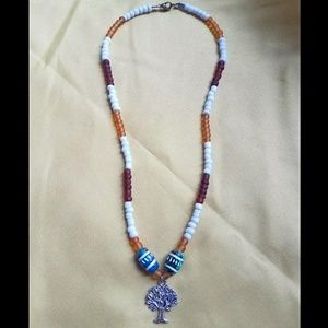 🦋Earthy Natural Tree Beaded Necklace